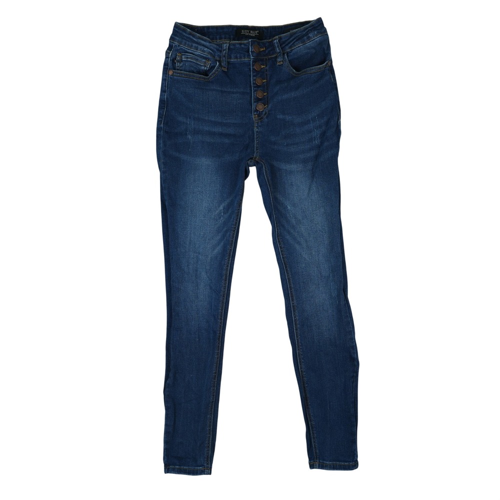 Judy Blue Skinny Jeans Women 7/28 (26x28.5) Dark Wash High‎ Rise Button Fly